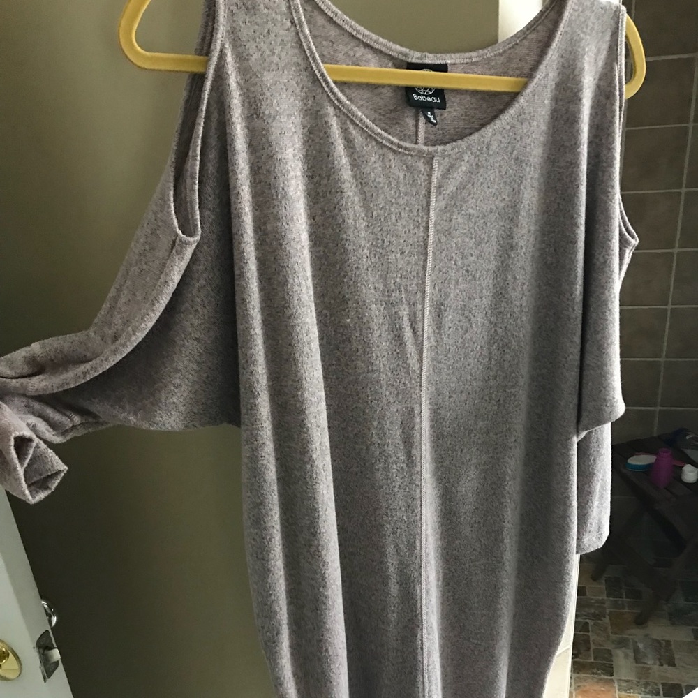 Cozy Sweater Dress Open Shoulders